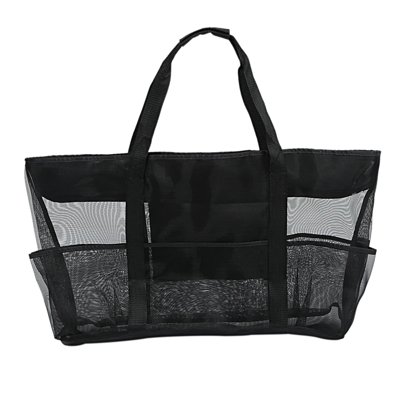 

XXL Mesh Beach Bag Family Mesh Beach Bag Mesh Bag For Sand Toys, Extra Large Family Mesh Beach Bag Tote, Black