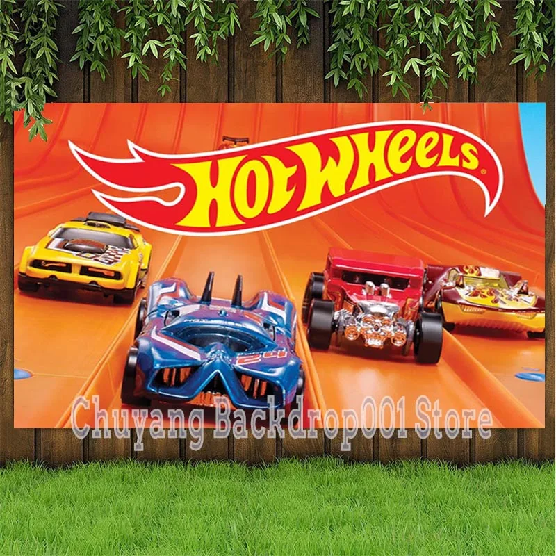 

Racing Car Backdrop Hot Wheels Wild Racer Runway Boy 1st Birthday Party Custom Photography Background Photo Booth Decor Supplies