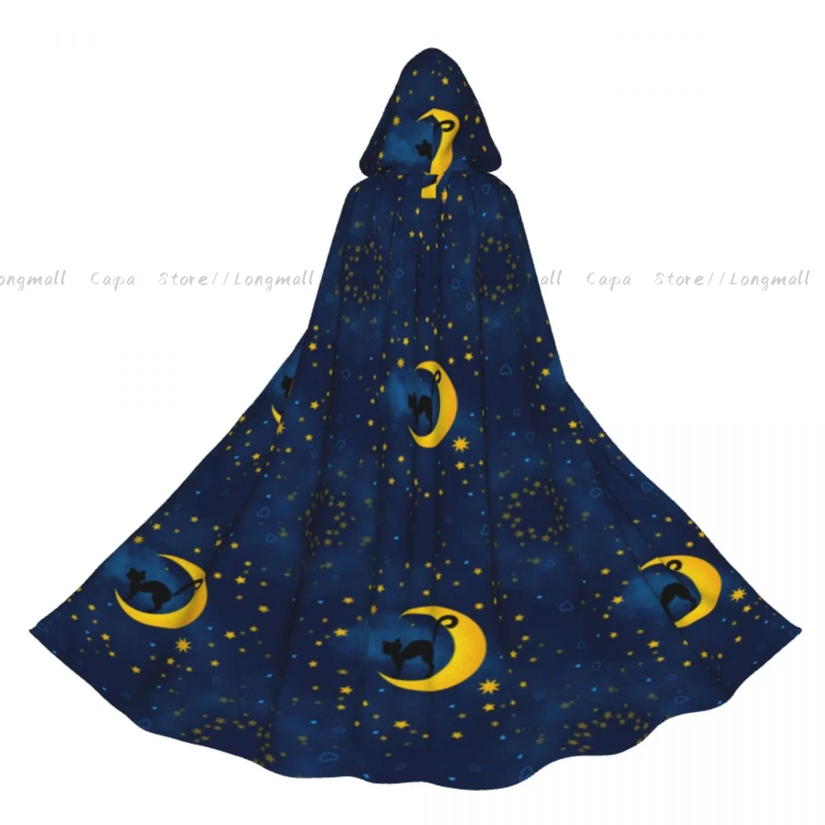 Взрослый Хэллоуин милый кот на Луне черная женская накидка с капюшоном