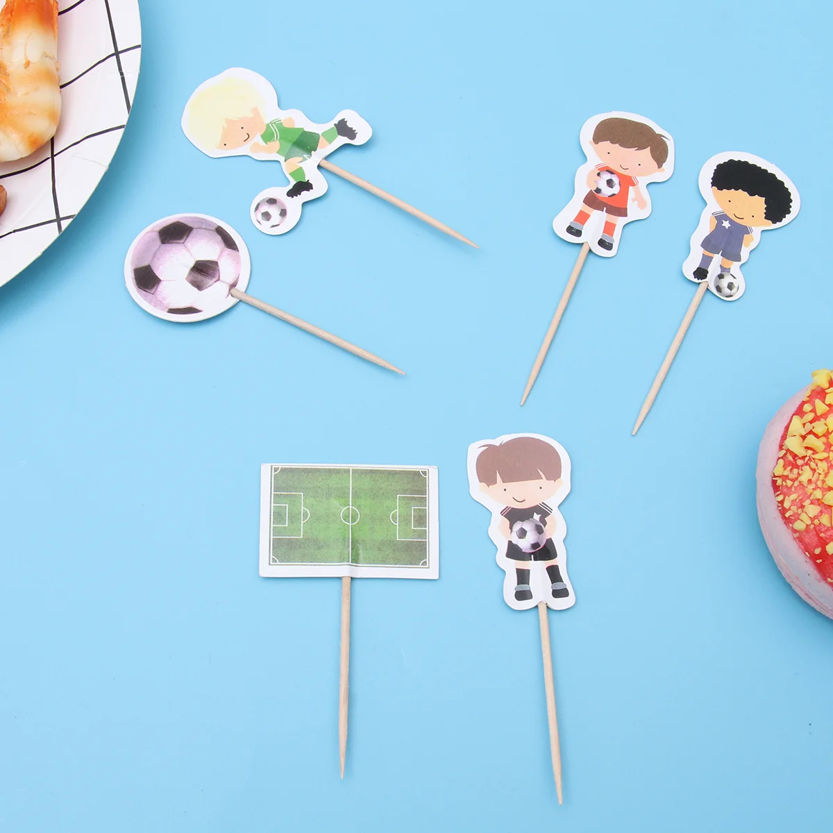 

Cake Cupcake Topper Soccer Birthday Decoration Football Decorations Figure Pick Theme Boys Toppers Supplies Decor Favor Kid Toys