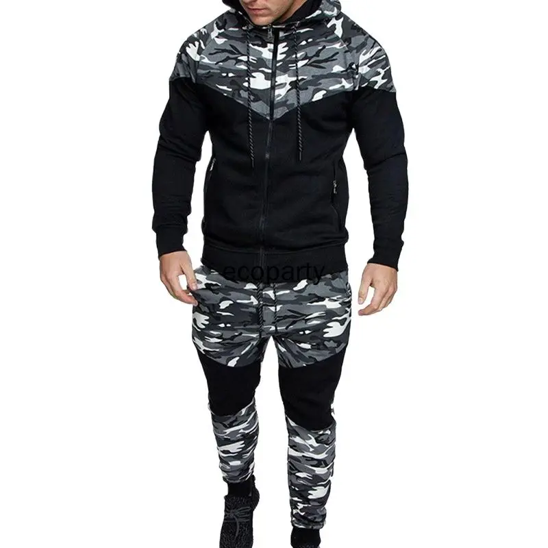 Mens Sweatsuits 2 Piece Hoodie Tracksuit Sets Casual Comfy Camo Jogging Suits Sportwear for Running, Fitness