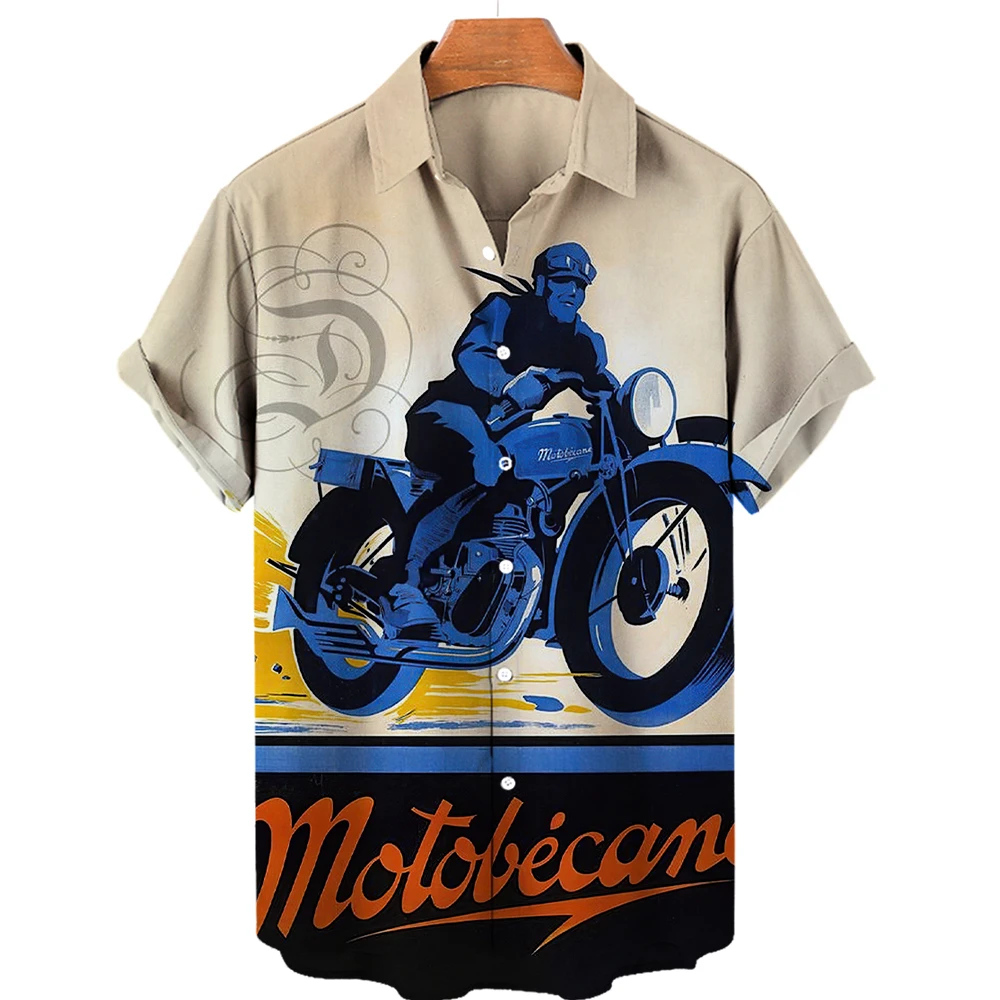 Motorcycle Racing shirt 3D Printed Shirts Men Ladies Casual Hawaiian Shirts Trend Streetwear Short Sleeve Tops Oversized Shirts