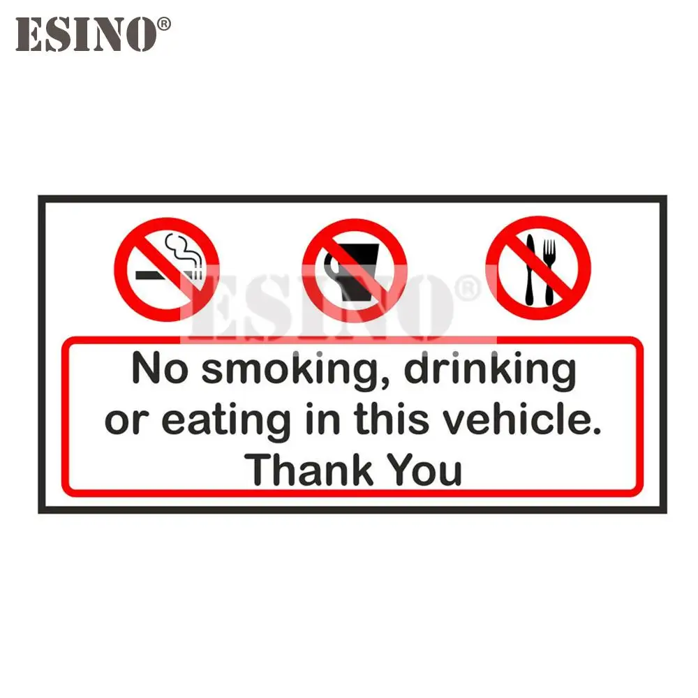Car Styling Funny Cool Warning No Smoking Drinking or Eating in This Vehicle PVC Car Body Sticker Pattern Autobobile Vinyl Decal