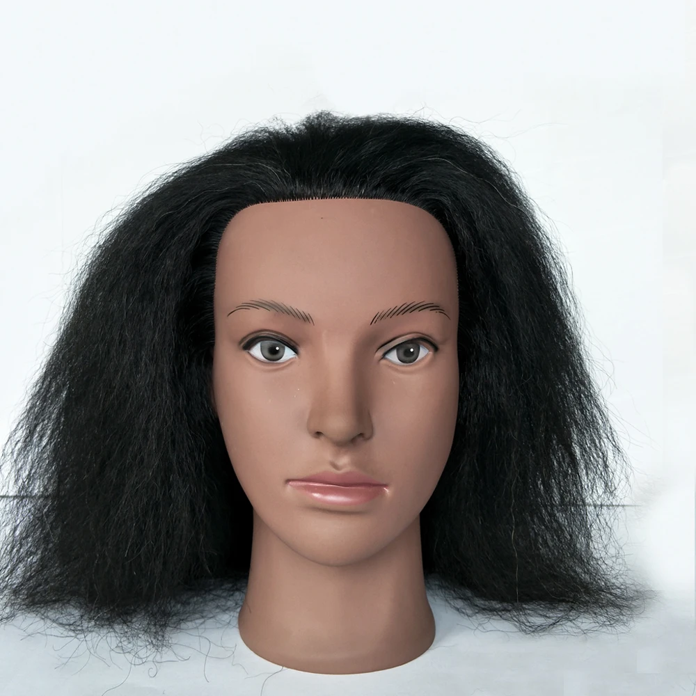 

100% Real Hair Afro Hairdressing Dolls Mannequin Training Head for Practice Styling Braiding African American Dummy Head
