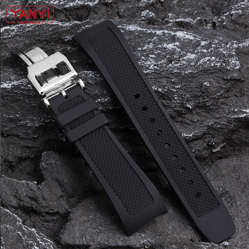 Rubber watch strap 22mm for iw-c IW390502 IW390209 watchband high-quality watch band folding clasp Curved end wristwatches belt