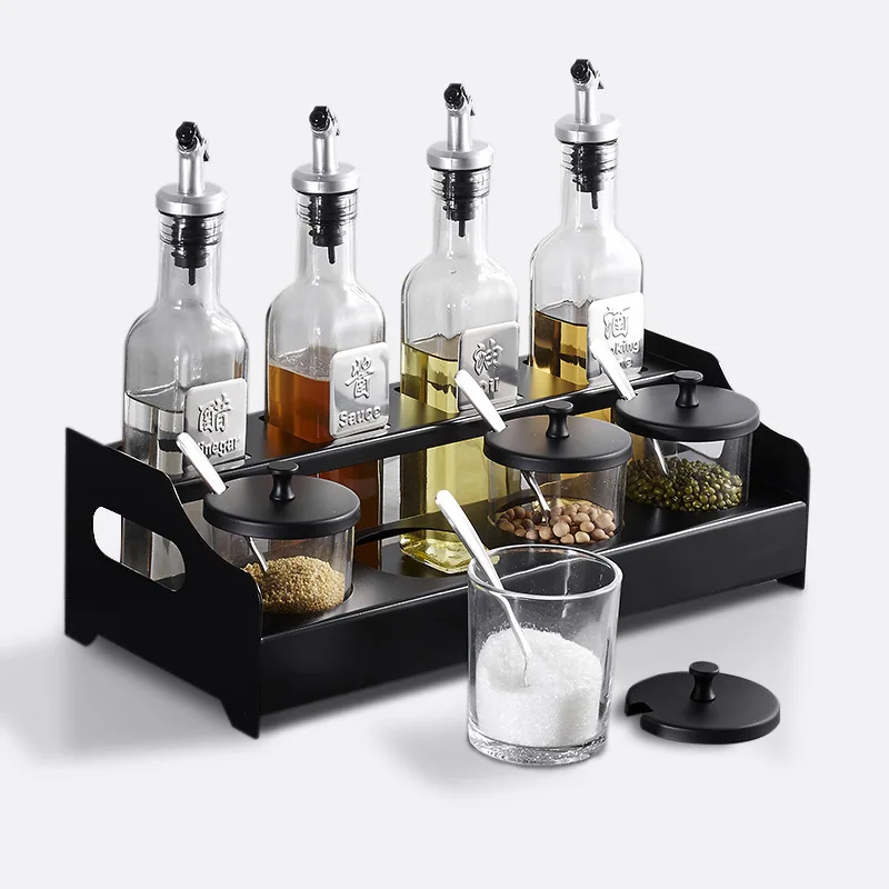 

Stainless steel kitchen seasoning box combination set household seasoning oil salt sauce vinegar seasoning bottle jar storage bo