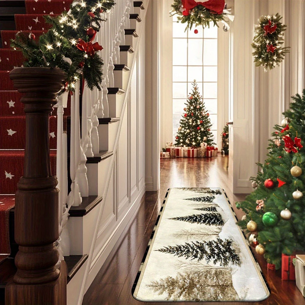 Фетровые кухонные коврики с рисунком снежной сосны