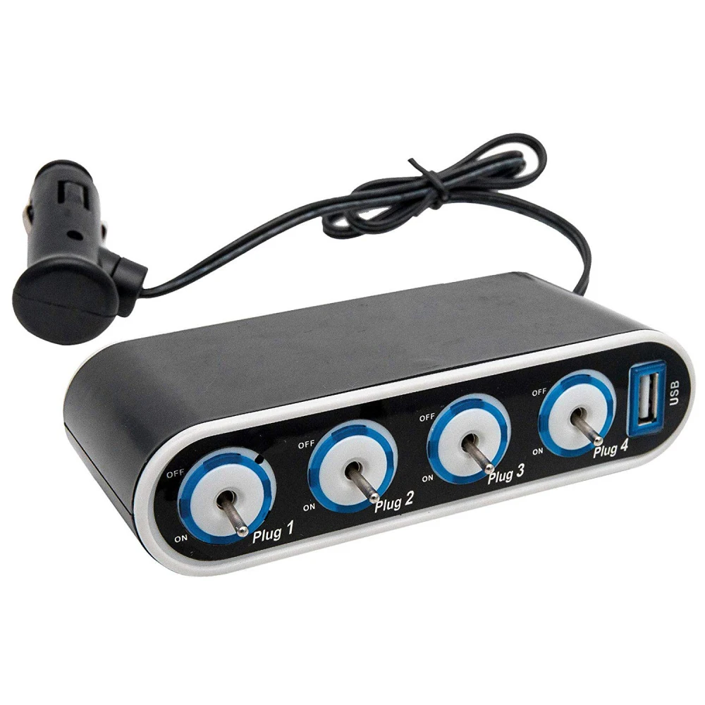 1 шт. 12 В/24 В постоянного тока USB 60 Вт 4-сторонний многоразъемный автомобильный