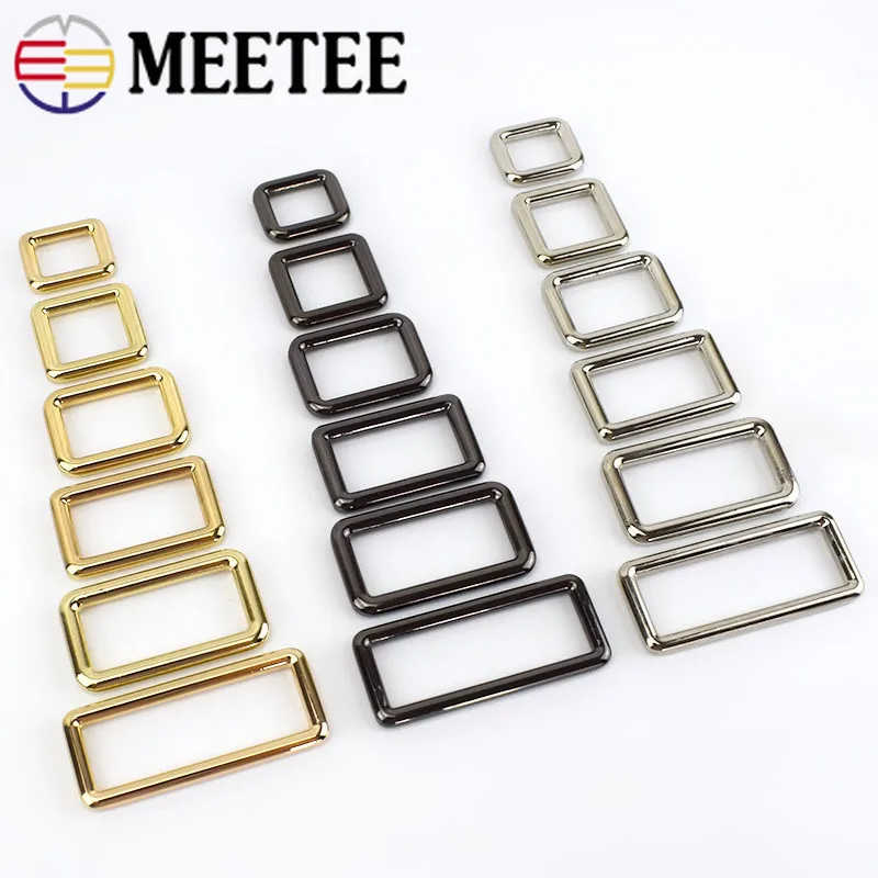 

Meetee 5Pcs 12-50mm Metal Square O D Ring Buckles Bag Adjustable Buckle DIY Backpack Straps Shoes Garment Leather Accessories