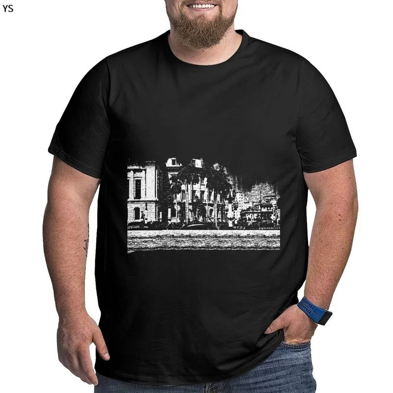 

Летняя коллекция 2022, Мужская футболка с черно-белым силуэтом, красный архитектурный Топ