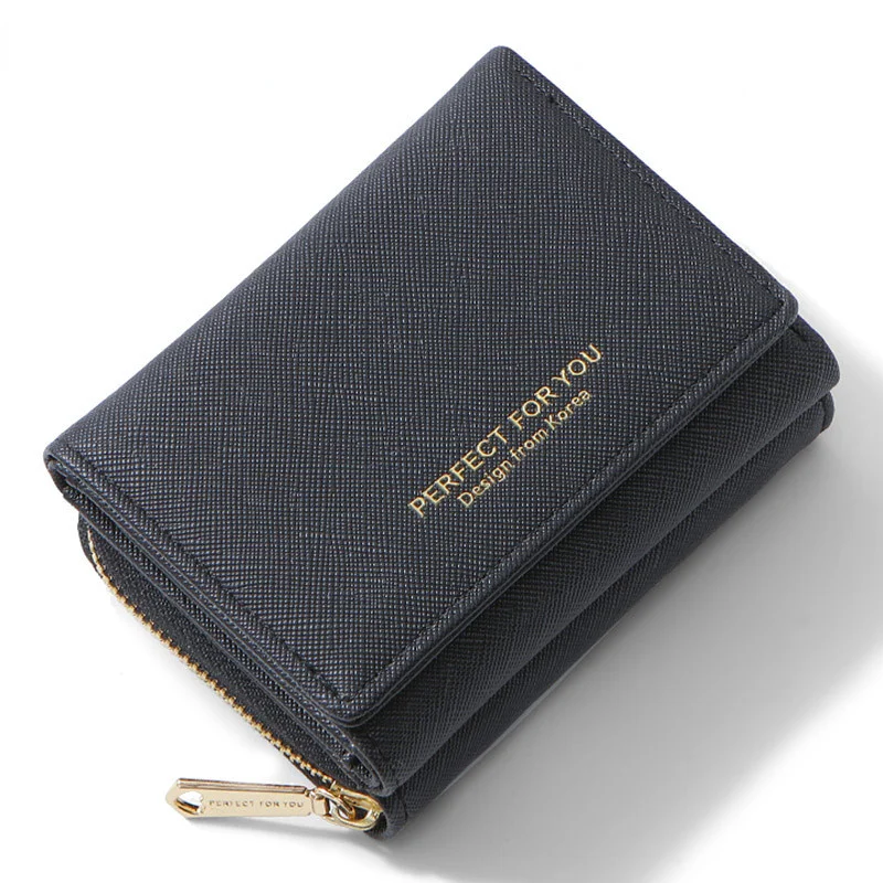 

Tri fold Women Wallet Slim Matte Leather Card Holder Coin Pocket Designer Female Small Wallets Purse Portfel Carteras Purses