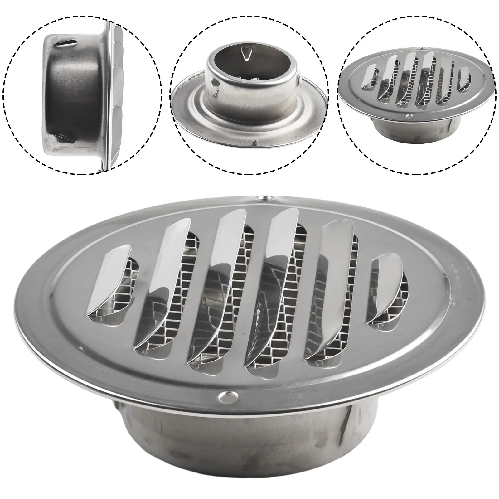 Круглая вентиляционная решетка из нержавеющей стали 70-300 мм внешняя стена