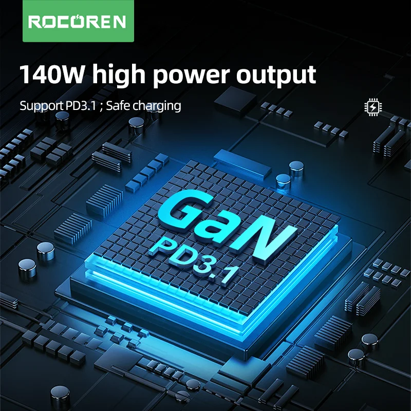 Tanie Rocoren 140W GaN ładowarka USB Typ C PD 3.1 QC Szybkie ładowanie 4.0 3.0 USBC Szybka ładowarka Do MacBook Pro IPhone 14 Xiaomi