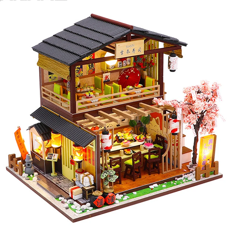 Cutebee Doll House Furniture Miniature Dollhouse DIY Miniature House Japanese architecture Toys for Children