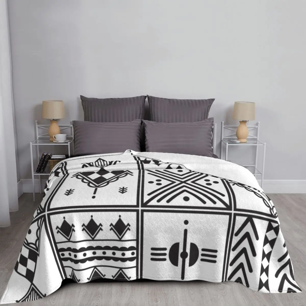 Одеяло с графическим рисунком Kabyle мягкое флисовое теплое фланелевое одеяло в