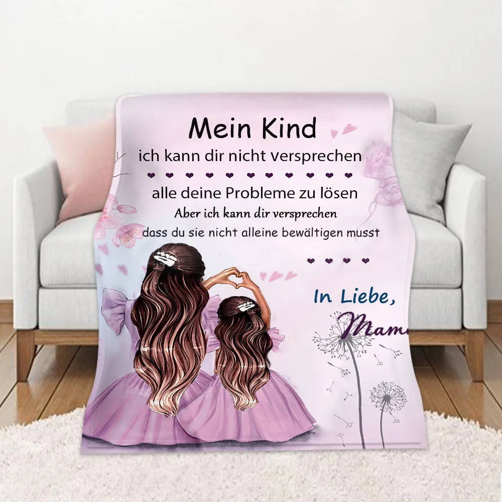 

Air Mail/Letter Mein Kind Love Gift for Daughter Son Home Fleece Plush Throw Blankets For Sofa Bed Spread Soft Warm Quilts Cover