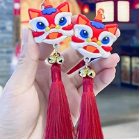 creative keychains 2022 new year of the tiger lion pendant cartoon acrylic plastic bag lanyard ornaments lucky jewelry