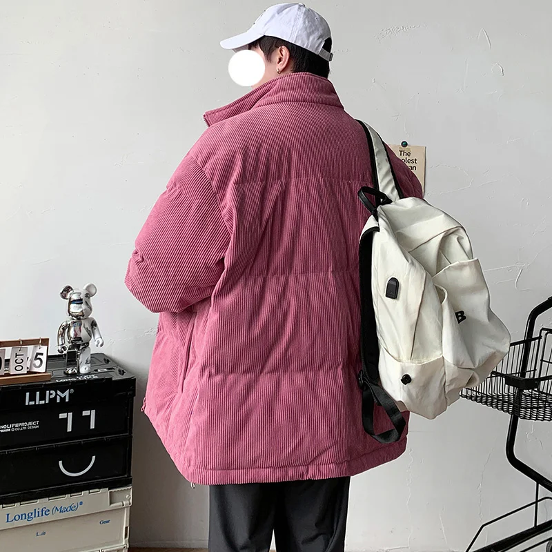 Winter Jacket Men Warm Fashion Casual Thickened Corduroy Jacket Men Streetwear Loose Thick Short Coat Mens Clothes Large Size