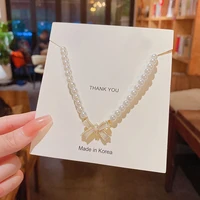 bow pearl choker necklaces for women elegant faux pearl beaded necklace delicate short clavicle chain trendy jewelry accessories