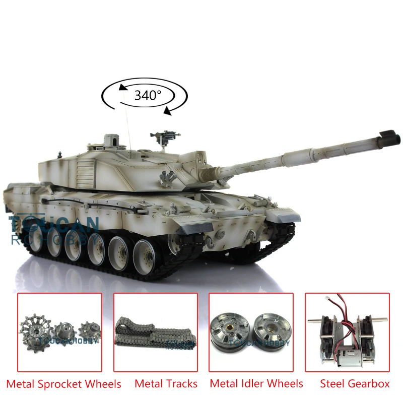 

Henglong 1/16 Snow 7.0 Upgraded Challenger II RTR RC Tank 3908 Metal Tracks Wheels Gearbox BB Shooting Unit TH17757-SMT5