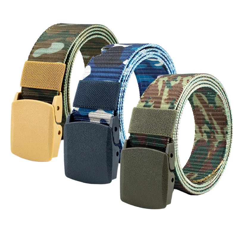 Quick Drying Smooth Buckle Camouflage No Metallic Belt Blue Outdoor Sports Breathable Student Belt
