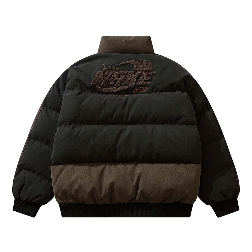 Winter Thicken Warm Padded Parka Men Patchwork Vintage Puffer Jacket Streetwear Harajuku Oversized Coat Unisex Outwear