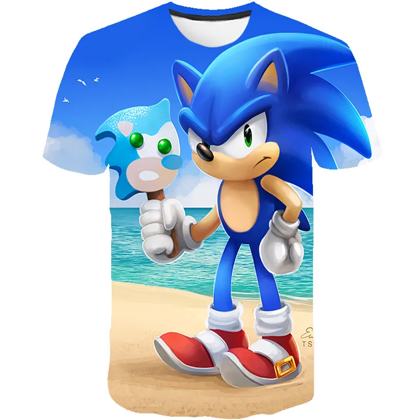 

Детские футболки Sonic, детские топы, одежда, футболка для мальчиков и девочек, короткая футболка, детская одежда, 2022 лет