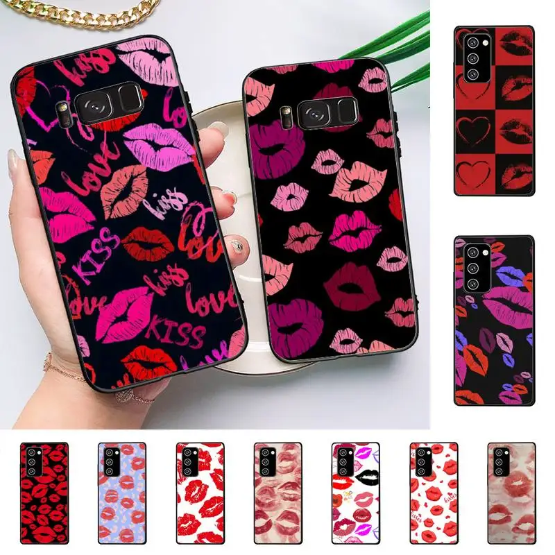 

Red Kisses Lips Phone Case for Samsung Note 5 7 8 9 10 20 pro plus lite ultra A21 12 72