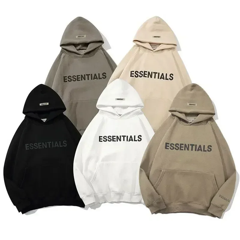 

Essentials hoodie 3D rubber lettering logo sweatshirt High quality hip hop loose unisex oversize fashion brand pullover hoodie