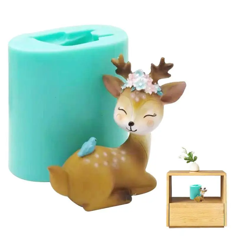 

DIY Deer Silicone Mold Creative Sleeping Little Elk Candle Molds Chocolate Cupcake Fondant Cake Decoration Tools For Cupcake