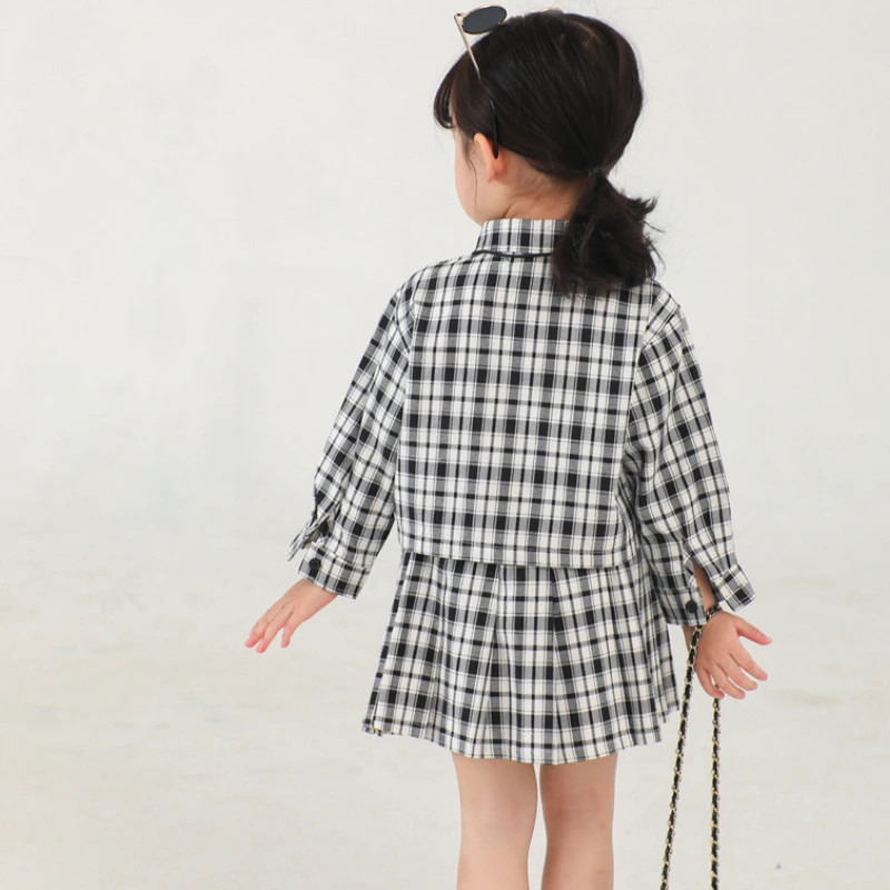 Детская одежда костюм в черно-белую клетку новинка на весну и осень Детский для