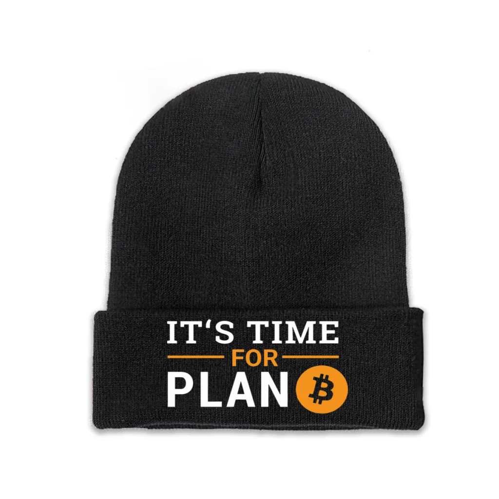 

Plan B Bitcoin Blockchain Knitting Beanie Caps Skullies Beanies Ski Caps Soft Bonnet Hats Winter Warm
