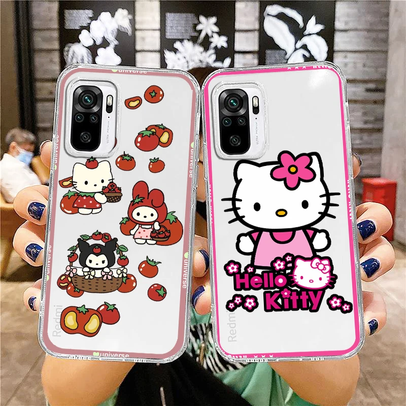 

Cute Hello Kitty Cinnamoroll Phone Case For Xiaomi Redmi Note 12 11E 11S 11 11T 10 10S 9 9T 9S 8 8T Pro Plus 5G 7 Transparent