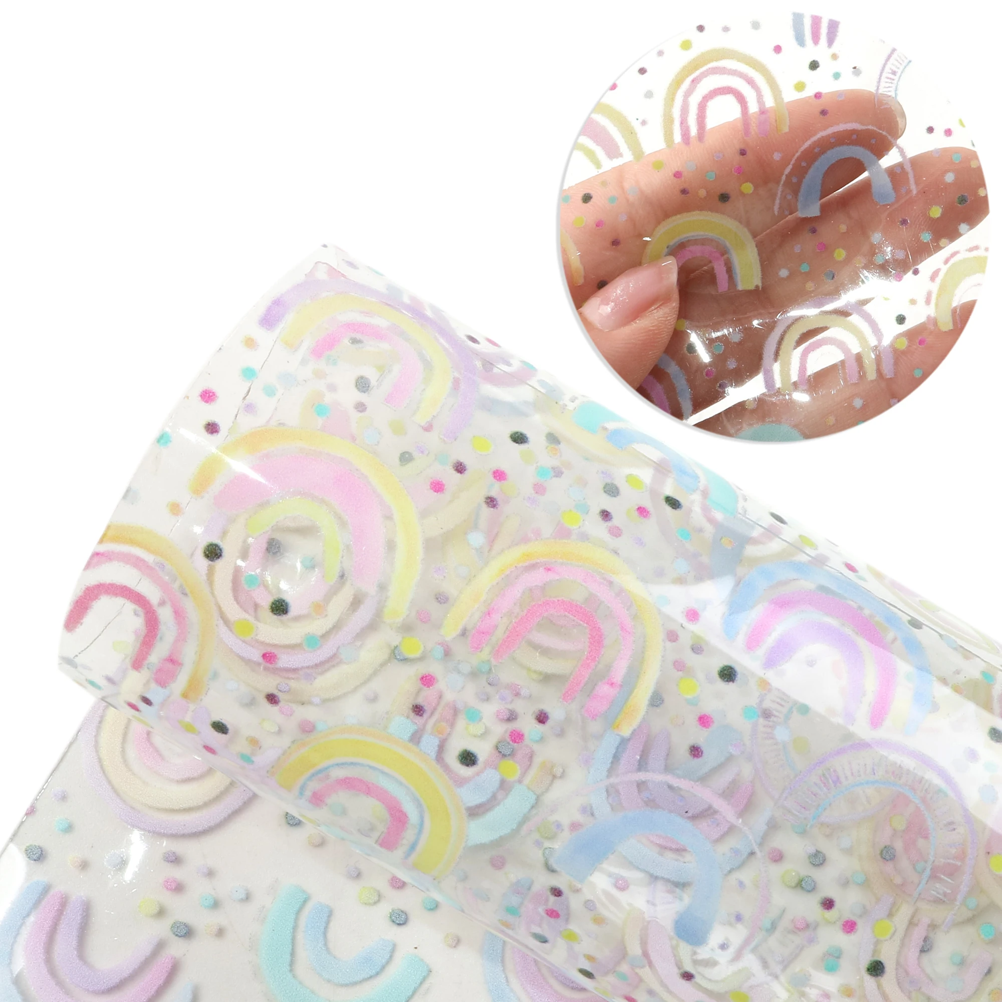 Прозрачная УФ Радужная Цветочная синтетическая искусственная кожа ткань Сделай