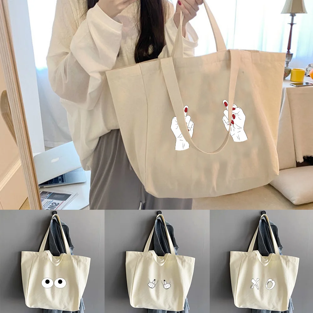 

Handbag Shopping Bag Women Casual Canvas Shoulder Bags Outdoor Travel Portable Organizer Chest Print Multifunctional Tote Pouch