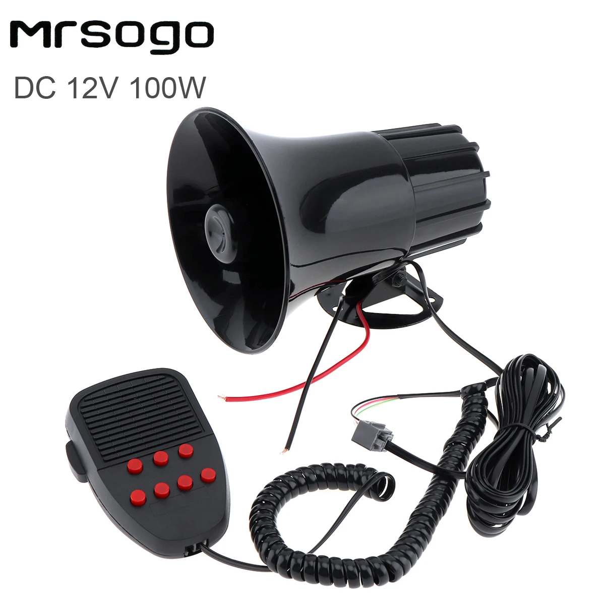 

100W 12V 7 Sounds Car Truck Speaker Loud Siren Alarm Horn 105db with MIC Microphone for Car Truck Motorcycle Vehicle Boat