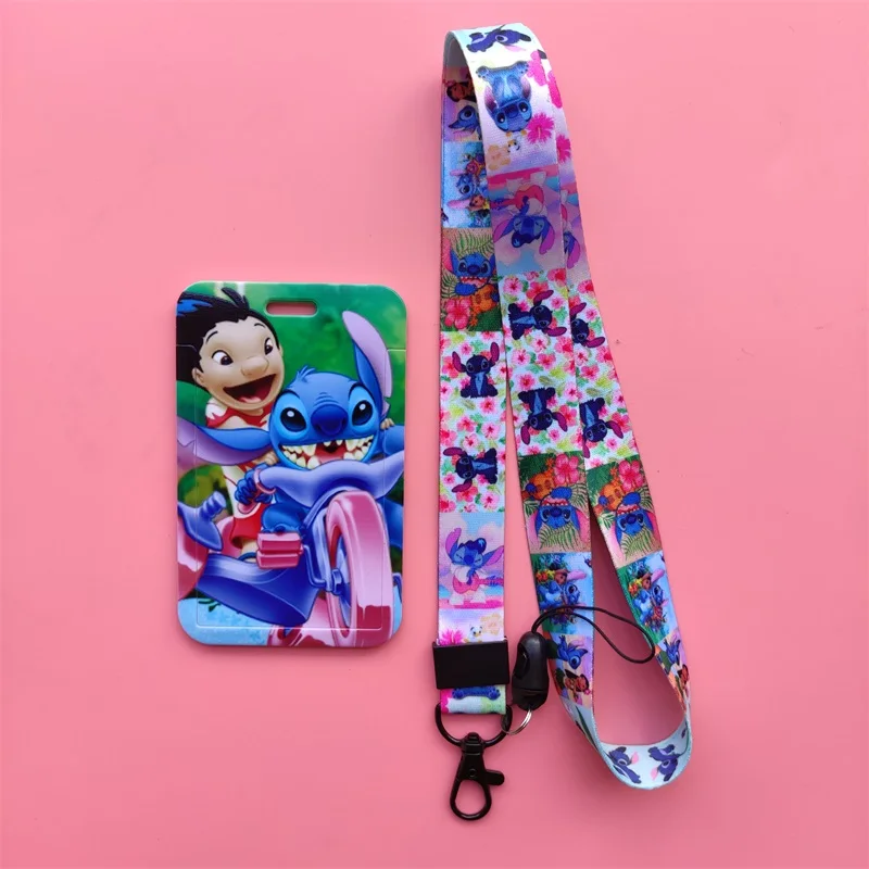

Disney Stitch Cute Girls Women's ABS Push Lanyard Plastic ID Card Holder and Name Badge Holder for Employee Nurse Doctor