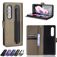 for samsung z fold 3 5g leather diamond pattern magnetic flip case for galaxy z fold3 wallet card slot cover with s pen holder
