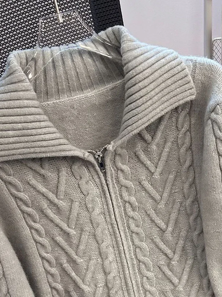 Серый кардиган Zoki Y2K свитера женская уличная одежда свободное вязаное пальто на
