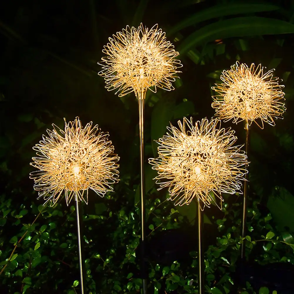 

2pcs LED Solar Garden Lights Waterproof Outdoor Dandelion Decorative Solar Lights Yard Decor for Pathway Lawn Patio Courtyard