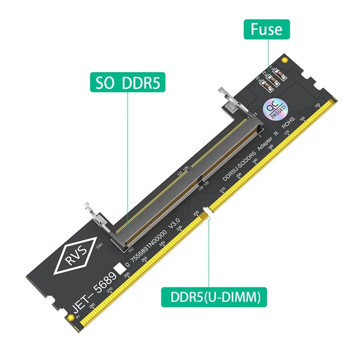 Фото Адаптер-тестер памяти DT1461: DDR5 RAM для ноутбуков на SO DDR5 U-DIMM для настольных ПК, конвертер SO DDR5 в DDR5 U-DIMM №4