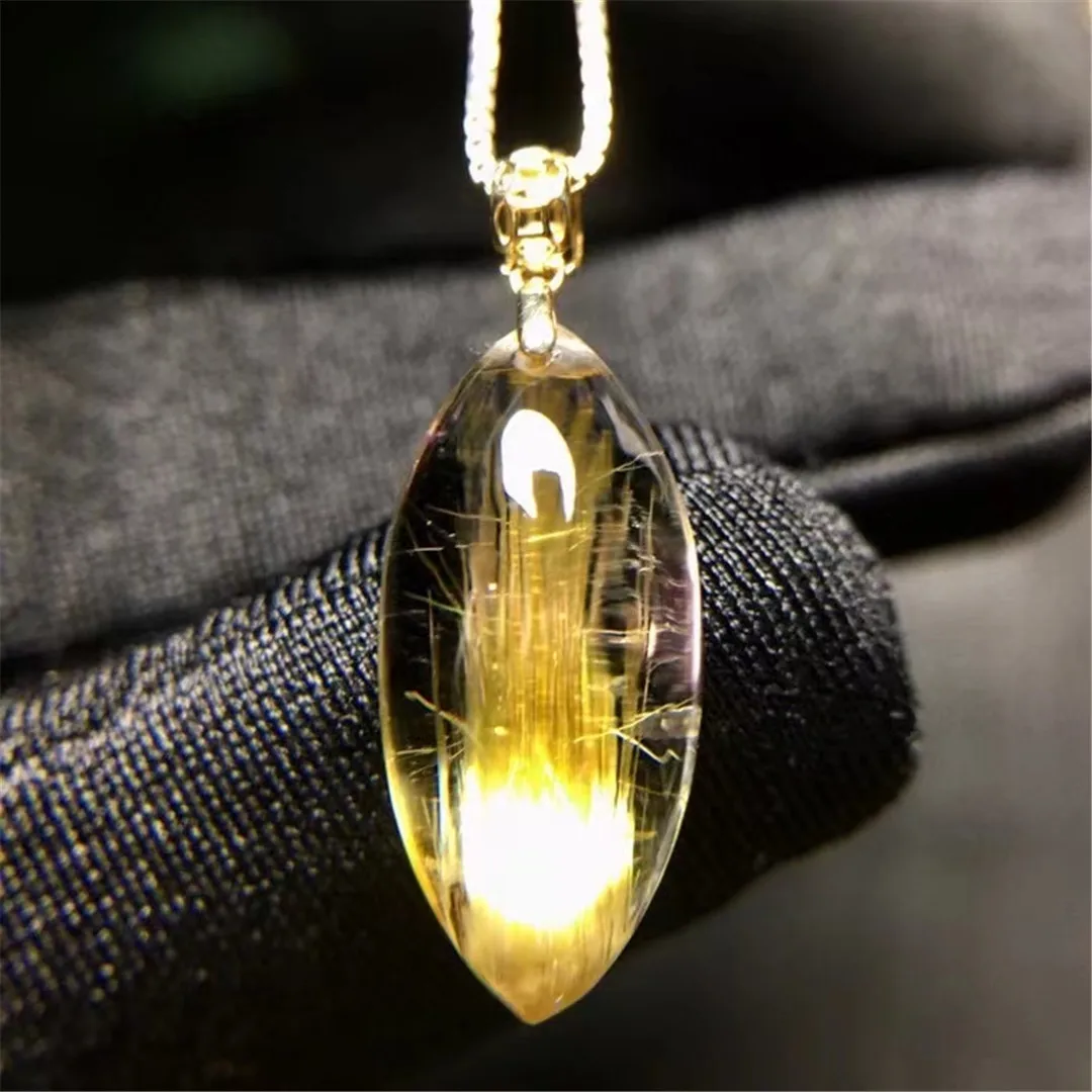 

Ожерелье с кулоном из натурального кварца с лутилированным золотом для женщин, женщин, мужчин, богатство, кристалл, подарок на любовь, бусин...