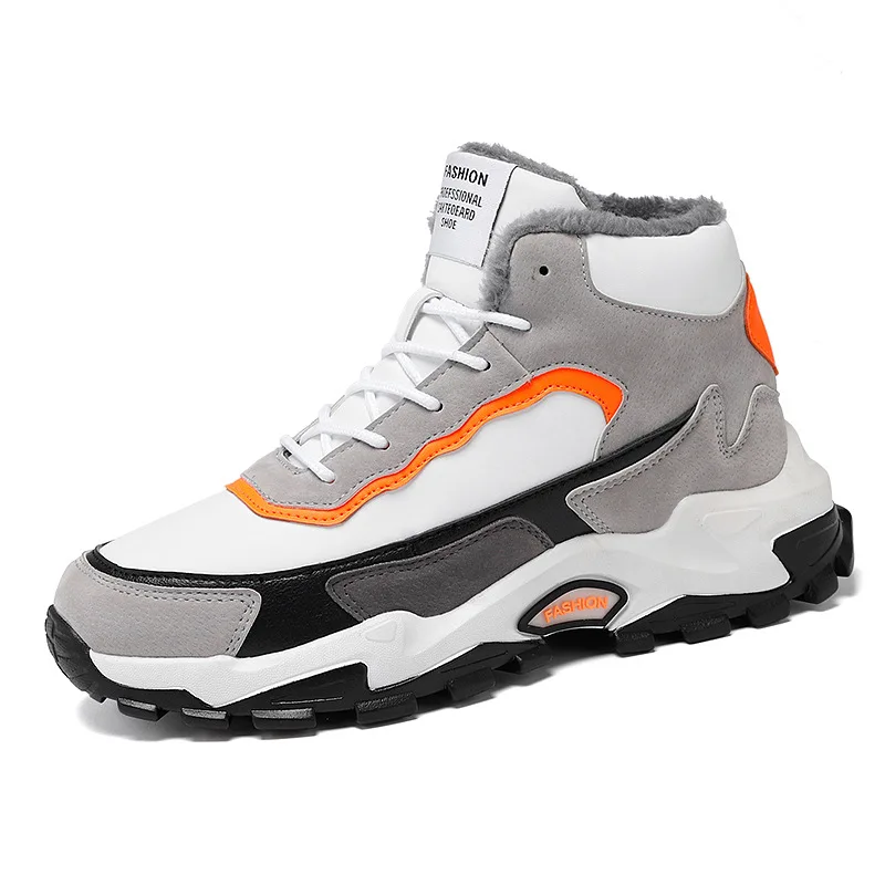 Men's Plus Velvet Sports Shoes Winter High-top Non-slip Comfortable Warm Sneakers Trend Outdoor Sport Cotton Shoes Size 39-45