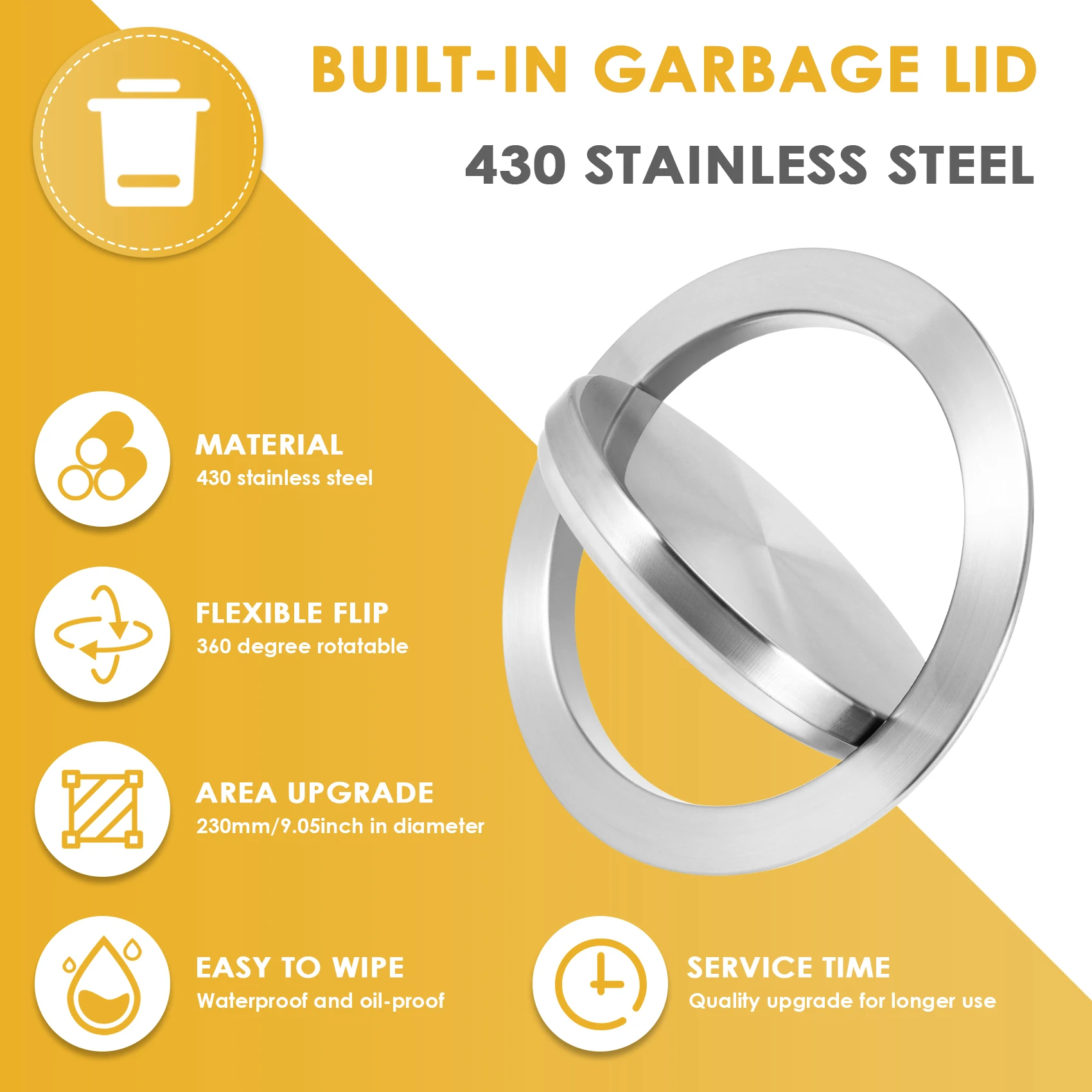 Крышка для мусорного бака из нержавеющей стали крышка со встроенной