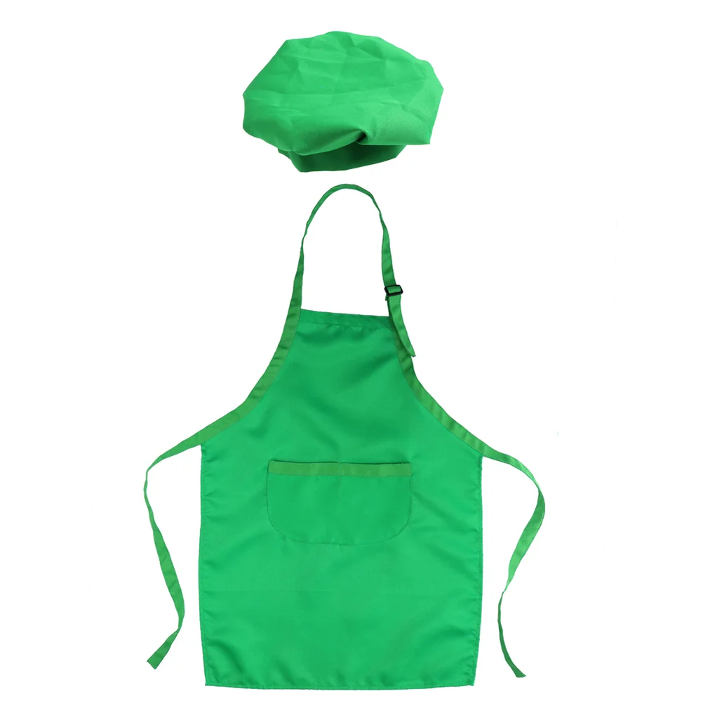 

Apron Set Kids Children Hatcooking Oversleeve Clothescostume Chef Baking Accessory Child Cosplay Green Artists Kit Play Pretend
