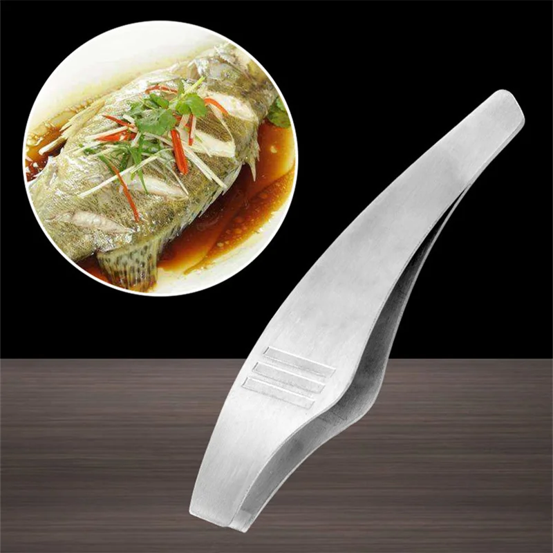 

1pc Stainless Steel Fish Bone Tweezer Food Clips Food Tongs Hair Removal Tool Angled Ham Tweezers Kitchen Plier Seafood Tool