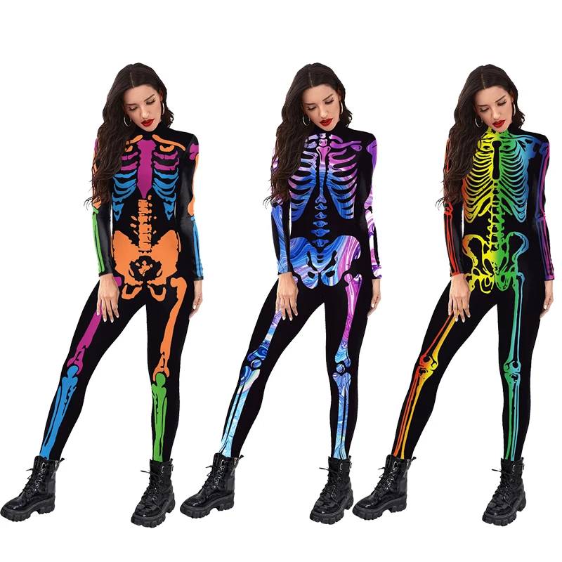 

Сексуальный женский комбинезон для косплея, костюм кошки, костюмы на Хэллоуин, женский костюм со скелетом, женская одежда, женский костюм