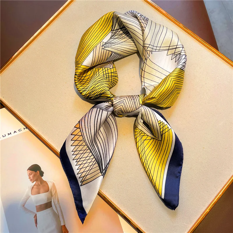 70cm Silk Square Scarf Women Print Satin Neck Tie Female Hair Wrisr ...