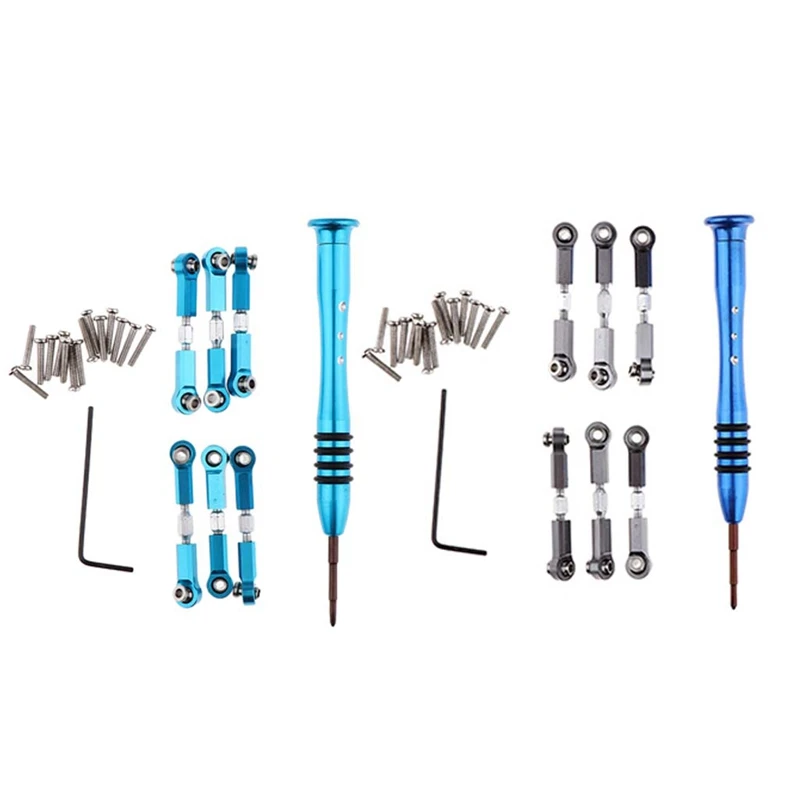 

2Set for WLtoys Upgrade Metal Adjustable Rods A959B A969 A979 K929 RC Car Parts,Grey & Blue