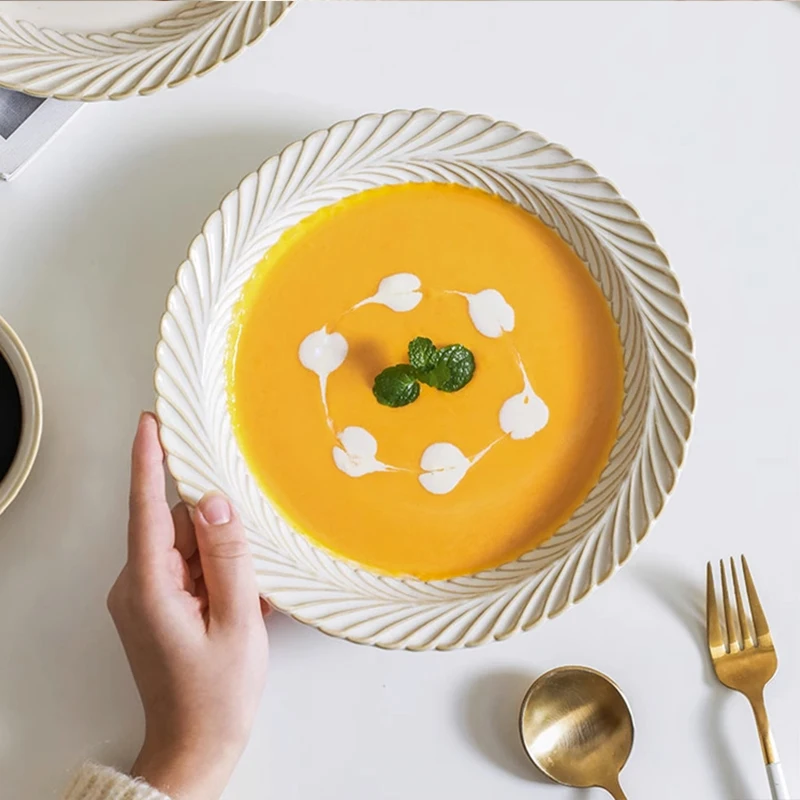 Французская белая винтажная Бытовая Керамическая тарелка для столовой лапши